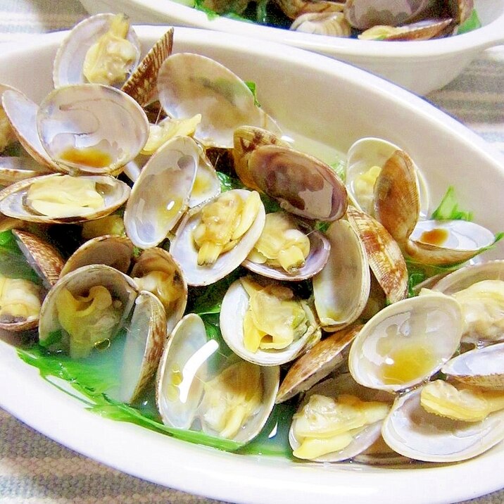 レンジで簡単!あさりと水菜の酒蒸し